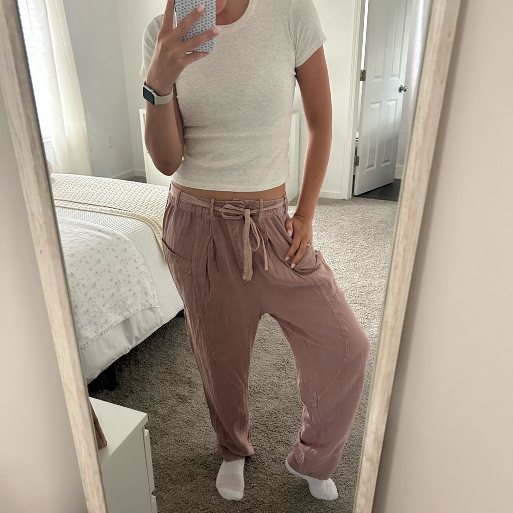 Free People Mauve Flowy Pants